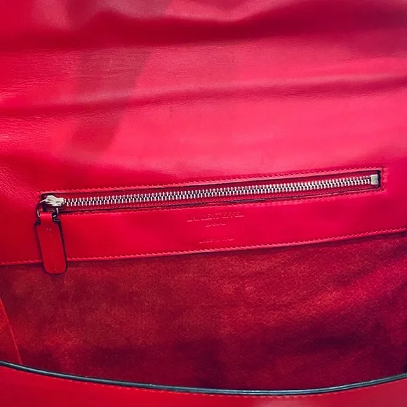 🌟10xHP🌟VTG 2000 NWOT Laurent Effel Red Kid Leather Satchel & Dog Collar Italy - Picture 6 of 15